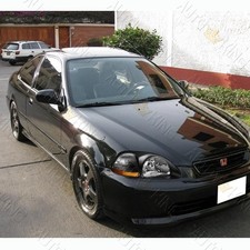 FIT 1996-1998 HONDA CIVIC JDM BLACK HOUSING HEAD LIGHTS W/AMBER REFLECTOR LAMPS picture