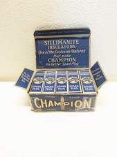 Rare Antique Vintage NOS Champion Spark Plugs Box Of 10 C-7 18mm 1” HEX  picture