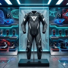 Premium Black White Leather Motorcycle Racing Suit One Piece Motorbike TrackSuit picture