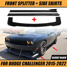 Fits 12-22 Dodge Challenger  SRT Front Bumper Lip Splitter+ Side Skirts picture