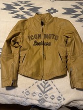 RARE -  ICON MOTO BOMBSHELL Leather Motorcycle Jacket Tan Small Beautiful picture