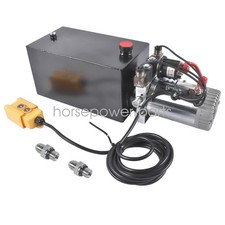 DC 12V Electric Hydraulic Pump Unit Metal Reservoir Double Acting 10 Quart picture