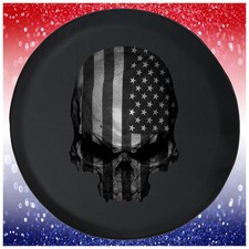 Funny Spare Tire Cover American Flag Skull Fits Jeep Camper RV picture