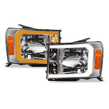 Topline For 2007-2014 Sierra Switchback Sequential LED Strip Headlights - Chrome picture