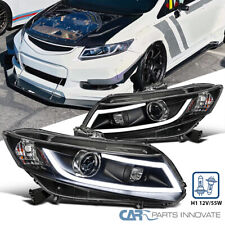 Black Fits 2012-2015 Honda Civic 2/4Dr Projector Headlights LED Strip Headlamps picture