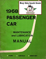 1968 Ford/Mercury/Lincoln Car Maintenance & Lubrication Manual--Mustang, etc+ picture