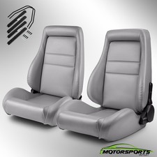 1 Pair Universal Grey PVC Leather Easy Reclinable OBS Style Seats Car Seats picture