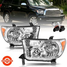 For 2007-2013 Toyota Tundra 2008-2017 Sequoia Chrome Headlights W/Bulbs LH+RH picture