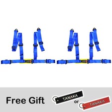 Tanaka 2 x Logo Free Universal 4-Point Buckle Sports Racing Harness Seat Belt picture