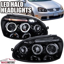 Smoke Fits 2006-2010 VW Jetta Golf MK5 Rabbit LED Halo Projector Headlights L+R picture