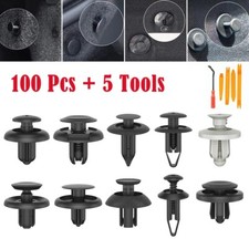 100PACK Bumper Clips FENDER TRIM Car Auto Push Pin Rivet FASTENER PANEL+ 5 TOOLS picture