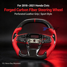 For 2018-2021 Honda Civic carbon fiber red leather sports steering wheel upgrade picture