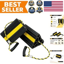 Versatile 2 Pack Solid Rubber Wheel Chocks with Long Nylon Rope - For RVs & More picture