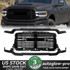For 2019-2024 Ram 2500 3500 Front Bumper Grille Upper Lower Molding Gloss Black picture