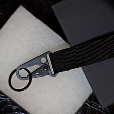 Black Wrist Strap Lanyard Keychain, Black Clip-On Key Ring Accessory picture