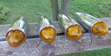 (4) FOUR VINTAGE GUIDE LIGHTS M-B5 CAB LIGHTS SEMI AMBER RAT ROD CHROME TESTED picture