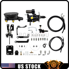 BLACK HYDRO BRAKE BOOSTER MASTER CYLINDER + BRACKET FITS DODGE A B E HOSES picture