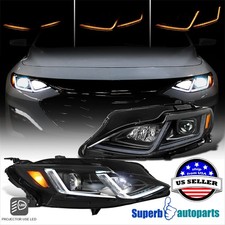 For 2019-2024 Chevy Malibu Black Projector LED  Headlights Switchback+Sequential picture