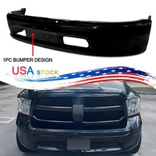 Brilliant Black Front Bumper W/O Fog Light Hole Replace Fits 2013-2018 Ram 1500 picture