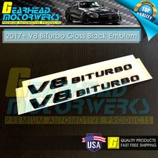V8 BiTurbo Side Fender Emblem Gloss Black 3D Badge Mercedes AMG 17+ C63 E63 G63 picture