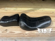 Harley Sportster 2-Piece Seat Solo + Pillion 1979-81 Ironhead XL Grid Stitch picture