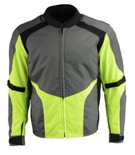 M Boss Motorcycle Apparel BOS11706 Men's Hi-Vis Green Nylon Motorcycle Racer picture