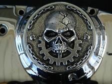 SKULL metal points timing cover plate for Harley Davidson motorcycle 2-hole HD picture