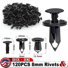 120PCS 8mm ✅Bumper Clips Retainer Auto Car Plastic Rivets Fastener Fender Push picture