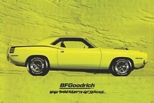 Reproduction BF Goodrich 70 Plymouth Hemi Cuda Lime Light Green 24”X36” Poster.  picture