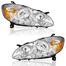 WEELMOTO Headlights Assembly For 2003-2008 Toyota Corolla Chrome Headlamps Pair picture