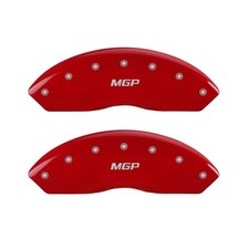 MGP Fits 4 Caliper Covers Engraved Front & Rear MGP Red Finish Silver Ch picture