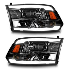  Pair Headlights LED DRL For 2009-2012 Dodge Ram 1500 2500 3500 Smoke Lens picture