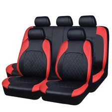 5 Seat Car Seat Covers Full Set PU Leather Front Rear Universal Black Red Sport picture