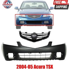 Front Bumper Cover Grille Kit For 2004-05 Acura TSX Primed With Fog Light Holes picture