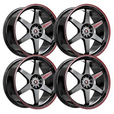 (Set-4) Spec-1 SPT-33 17x8 5x114.3/5x4.5 38mm Black Red Wheels Rims 17 Inch picture
