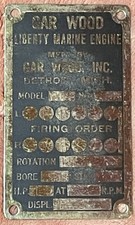 ORIGINAL Gar Wood Liberty V-12 Marine Engine Brass ID Plate NOS UNSTAMPED Museum picture