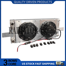Universal Pocket Tucked Aluminum Radiator＋Fan For Honda Civic CRX-RH249525 3 ros picture