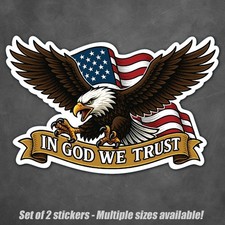 2-Pack In God We Trust Sticker Patriotic Eagle Decal American Flag Vinyl USA picture
