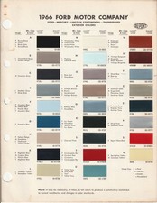 1966 FORD MERCURY THUNDERBIRD LINCOLN MUSTANG FALCON COMET PAINT CHIPS (1 PAGE) picture