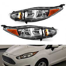 Fit For 2014-2018 Ford Fiesta Black Halogen Headlights Headlamps Left+Right Side picture