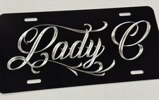 Engraved Custom Personalized Name Car Tag Diamond Etched Metal License Plate picture