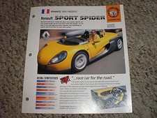 France 1995-Present Renault Sport Spider Hot Cars 1 # 20 Spec Sheet Brochure picture