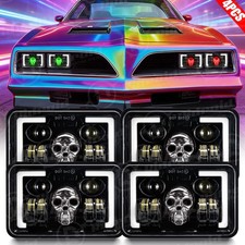 4pcs 4x6'' LED Headlights Hi/Lo Beam DRL For 1977-1981 Pontiac Firebird Trans AM picture