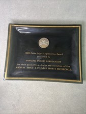 Vintage 1969 Cycle Guide Engineering Award To Kawasaki Motors Corp. AWARD 9”x7” picture