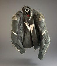 Dainese Avro 4 Black White Leather Street Jacket Size 56 Motorcycle Mint picture