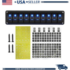10 Gang Marine Aluminum Waterproof Rocker Switch Panel 12V/24V 5 Pin SPST ON/Off picture