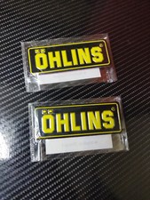 x2 OHLINS 3D Heatproof Metal Exhaust Shock Badge Sticker Graphic Decal TWIN PACK picture