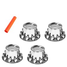 LABLT Rear Wheel Axle Hub Covers Chrome Hubcaps Kits 33MM Lug Nuts Semi Truck picture