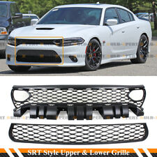 FOR 2015-2023 DODGE CHARGER RT SCAT PACK SRT STYLE FRONT UPPER + LOWER GRILL KIT picture