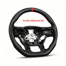 Full Leather Sport Steering Wheel with Red Strip For 2015-2020 Ford F150 D-shape picture